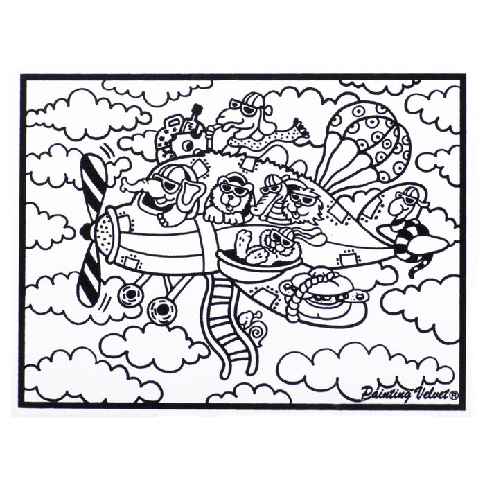 Розмальовка із оксамитовим рельєфним контуром та набором фломастерів 12 шт. "Carioca"  «Airplane»