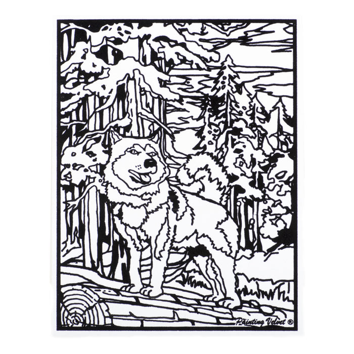 Розмальовка із оксамитовим рельєфним контуром та набором фломастерів 12 шт. "Carioca" «Wolf»