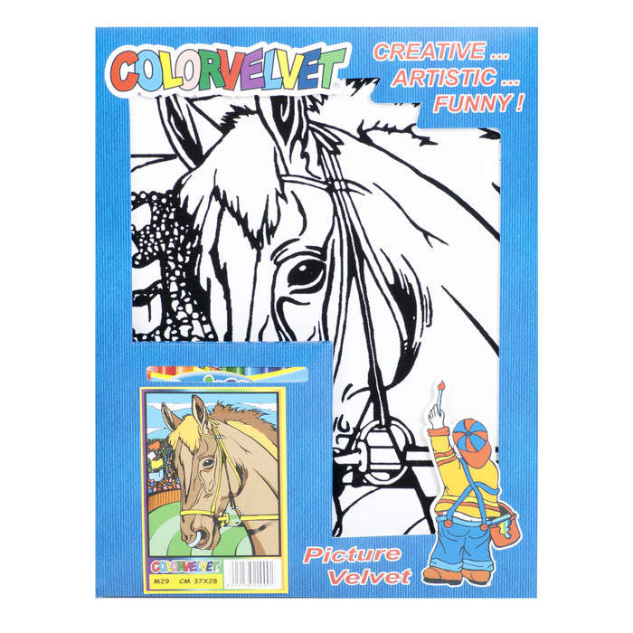 Розмальовка із оксамитовим рельєфним контуром та набором фломастерів 12 шт. "Carioca"  «Horse»
