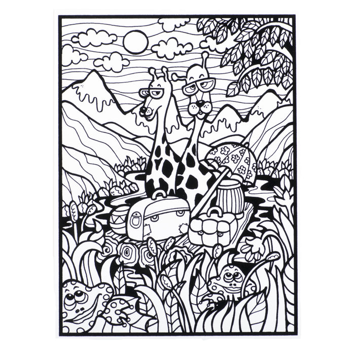 Розмальовка із оксамитовим рельєфним контуром та набором фломастерів 12 шт. "Carioca"  «Giraffes»