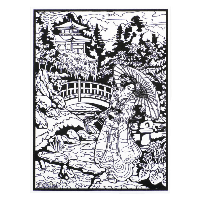 Розмальовка із оксамитовим рельєфним контуром та набором фломастерів 12 шт. "Carioca" «Geisha»