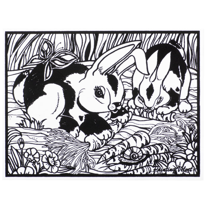 Розмальовка із оксамитовим рельєфним контуром та набором фломастерів  12 шт. "Carioca"  «Rabbits»