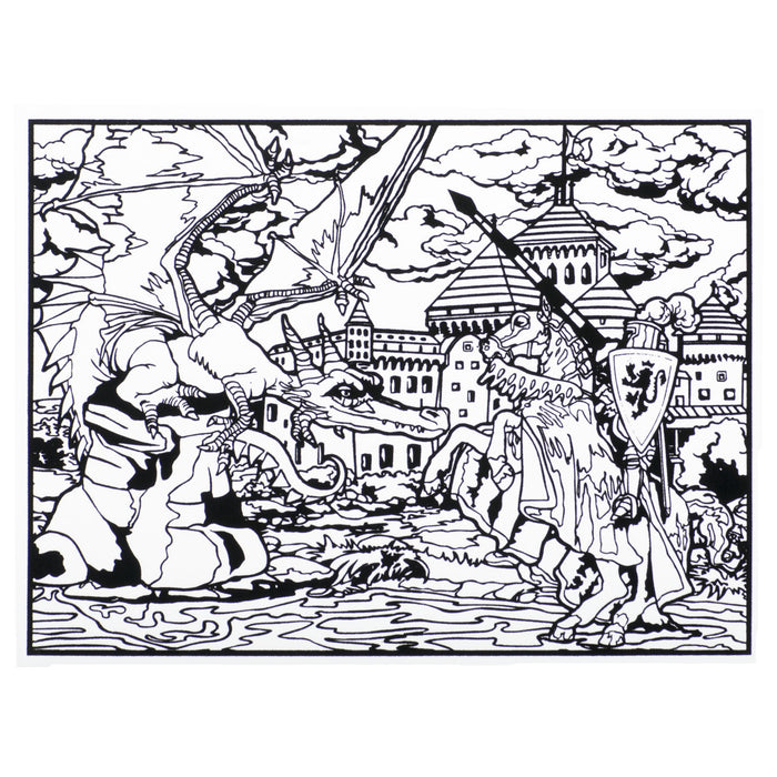 Розмальовка із оксамитовим рельєфним контуром та набором фломастерів 12 шт. "Carioca"  «Medieval time»