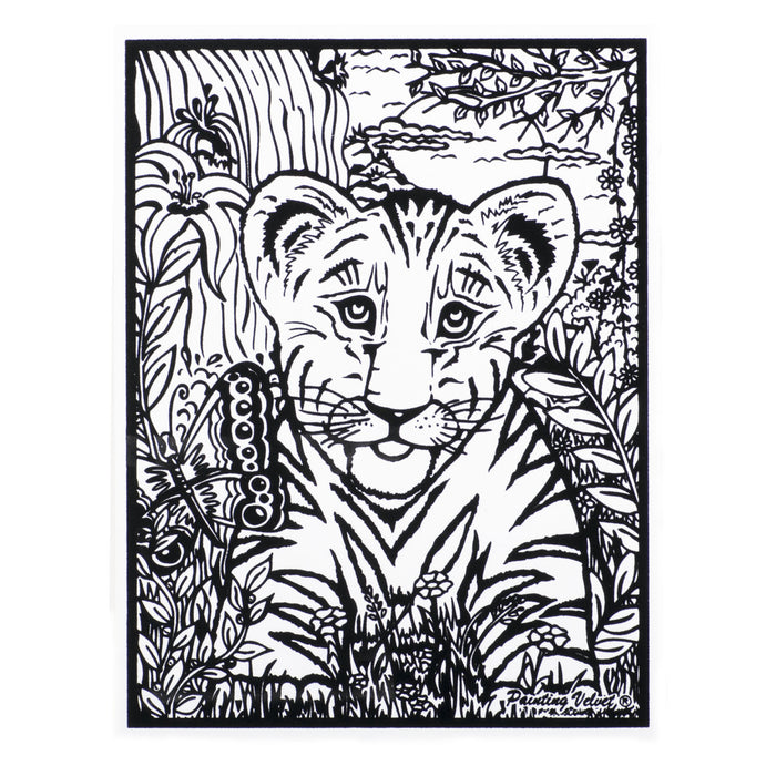 Розмальовка із оксамитовим рельєфним контуром та набором фломастерів 12 шт. "Carioca" «Tiger and butterfly»