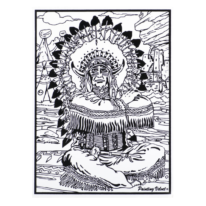 Розмальовка із оксамитовим рельєфним контуром та набором фломастерів 12 шт. "Carioca" «Sitting bull»