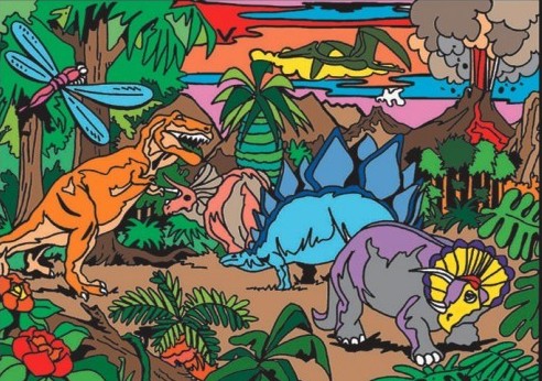 Colorvelvet - Розмальовка із оксамитовим рельєфним контуром «Dinosaurs» без фломастерів