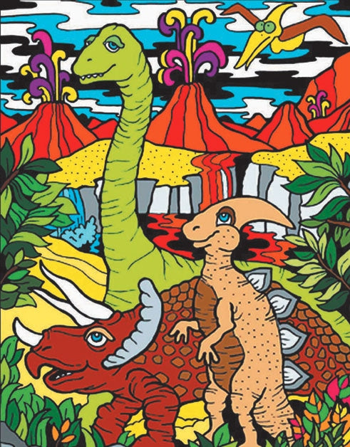 Colorvelvet - Розмальовка із оксамитовим рельєфним контуром «Dinosaurs naive collection» без фломастерів