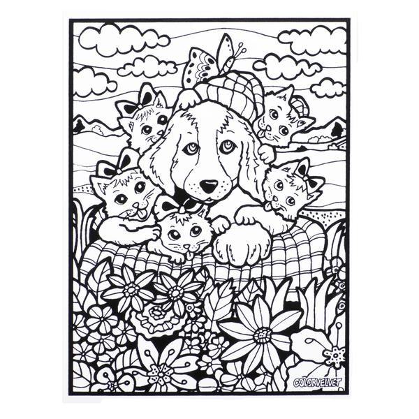 Colorvelvet - Розмальовка із оксамитовим рельєфним контуром «Dog and kittens» без фломастерів