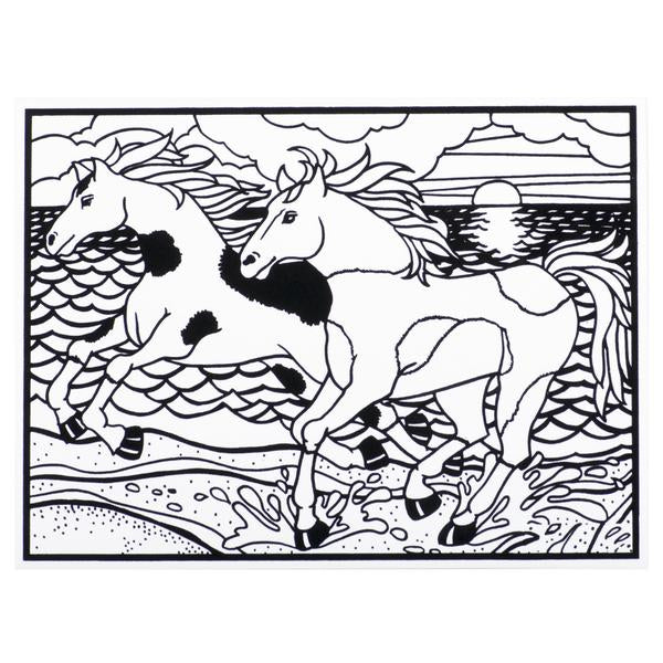 Colorvelvet - Розмальовка із оксамитовим рельєфним контуром «Horses on the beach» без фломастерів