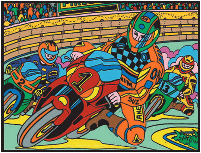 Colorvelvet - Розмальовка із оксамитовим рельєфним контуром «Motorcycle» без фломастерів
