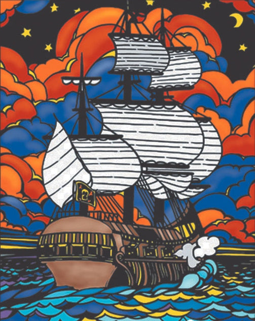 Colorvelvet - Розмальовка із оксамитовим рельєфним контуром «Sailing ship» без фломастерів