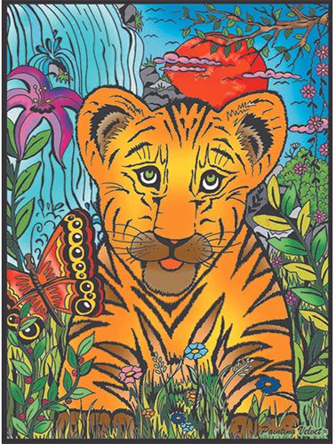 Colorvelvet - Розмальовка із оксамитовим рельєфним контуром «Tiger and butterfly» без фломастерів