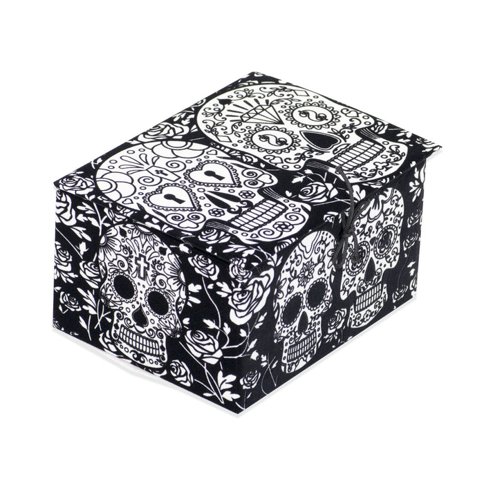 Розмальовка у вигляді скриньки  із оксамитовим рельєфним контуром та набором фломастерів 12 шт. "Carioca"«SKULLS»