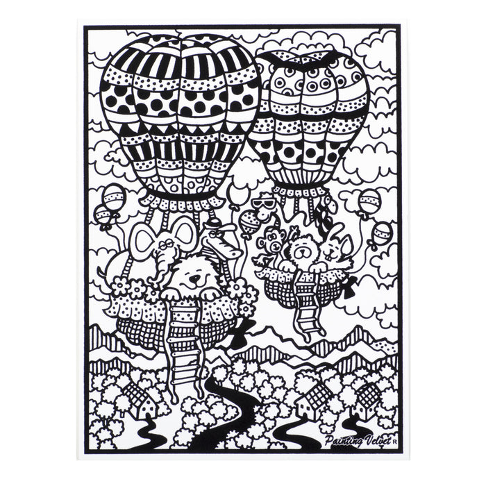 Розмальовка із оксамитовим рельєфним контуром та набором фломастерів 12 шт. "Carioca" «Hot air balloons»