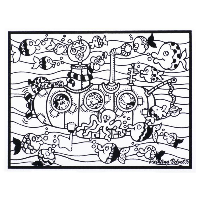 Розмальовка із оксамитовим рельєфним контуром та набором фломастерів 12 шт. "Carioca" «Submarine»