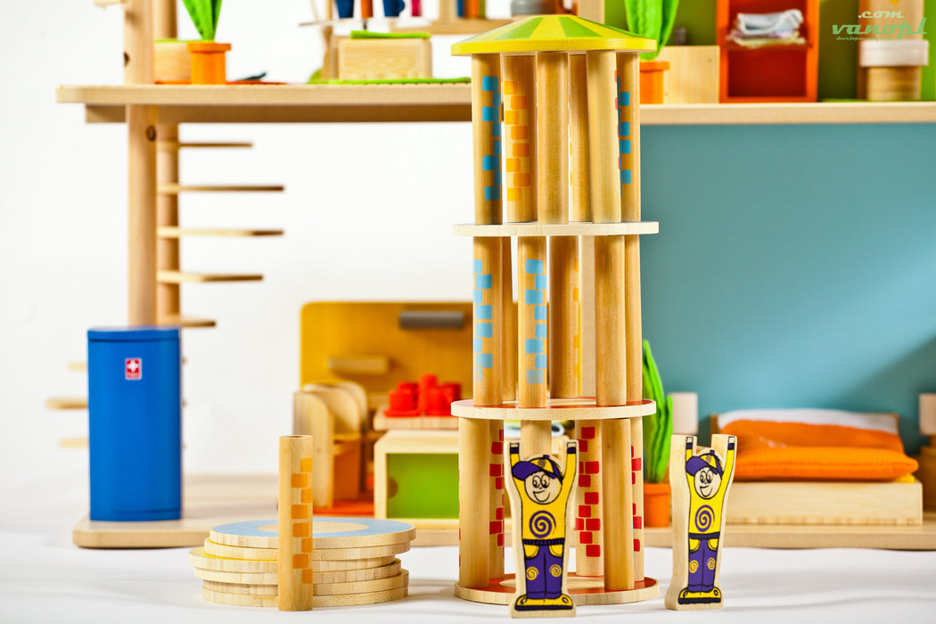 Дерев'яна іграшка головоломка балансир з бамбуку "Crazy Tower"