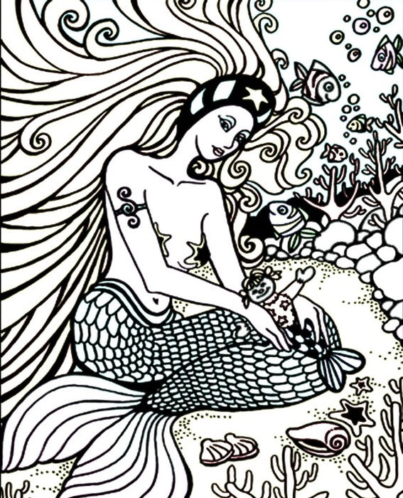Colorvelvet  - Розмальовка із оксамитовим рельєфним контуром «Mermaid» без фломастерів